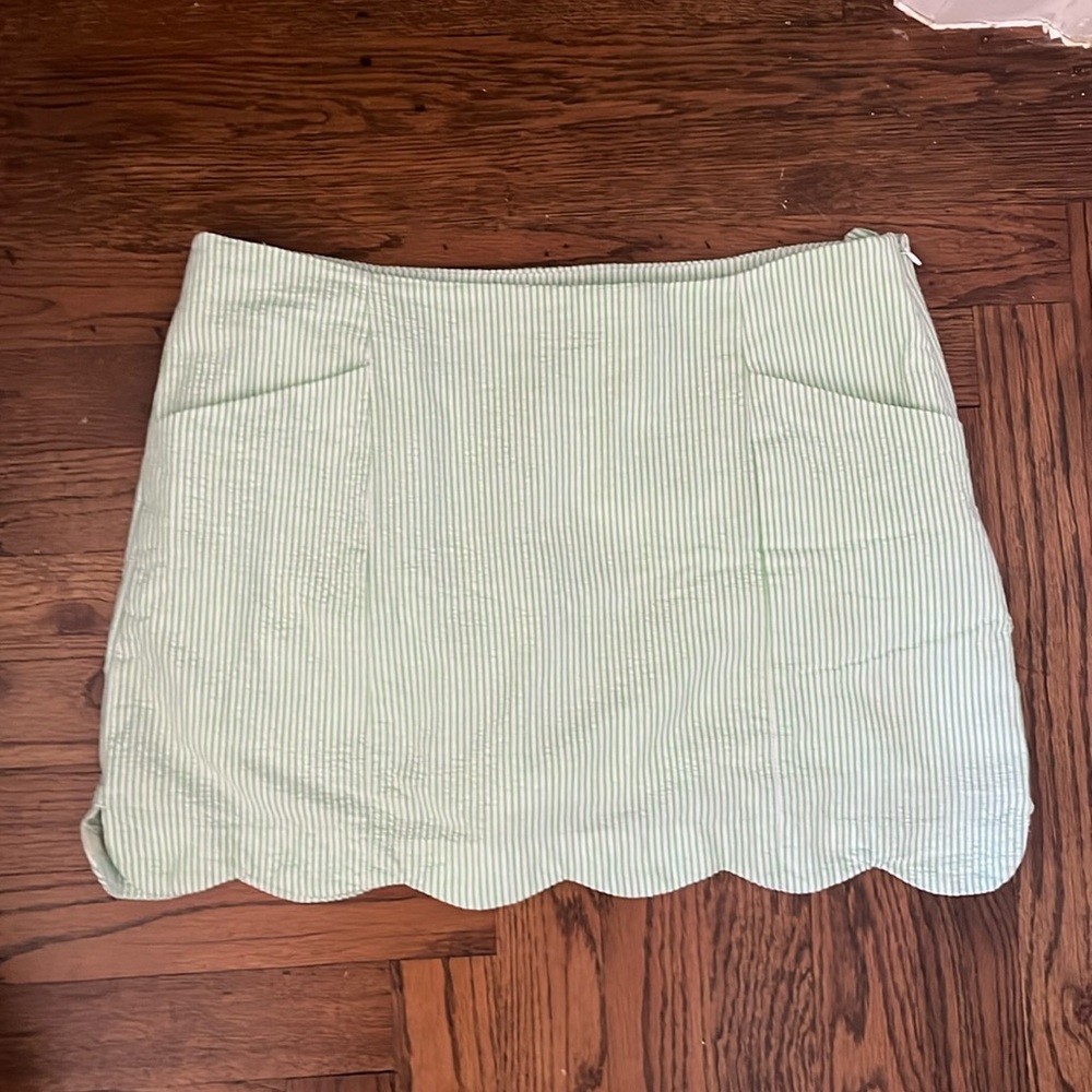 Lilly Pulitzer January Green White Seersucker Skort Skirt